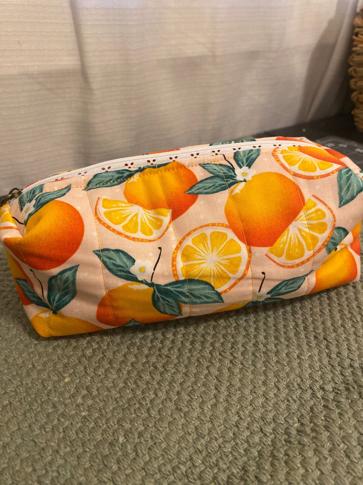 Summer Orange Quilted Pouch-Large