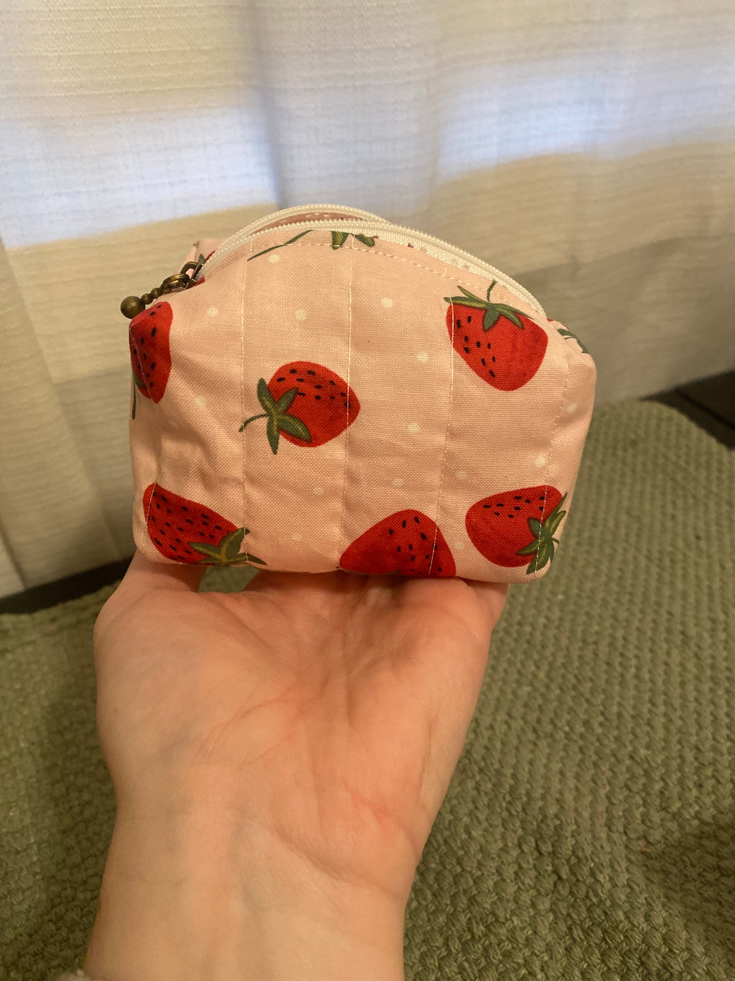 Strawberry Quilted Pouch-Small