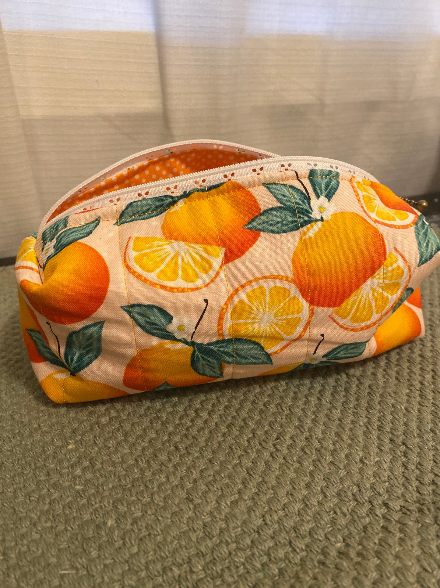 Summer Orange Quilted Pouch-Large