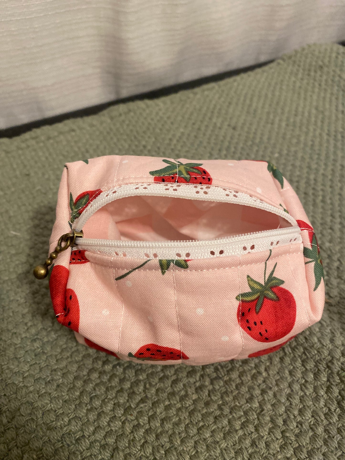 Strawberry Quilted Pouch-Small