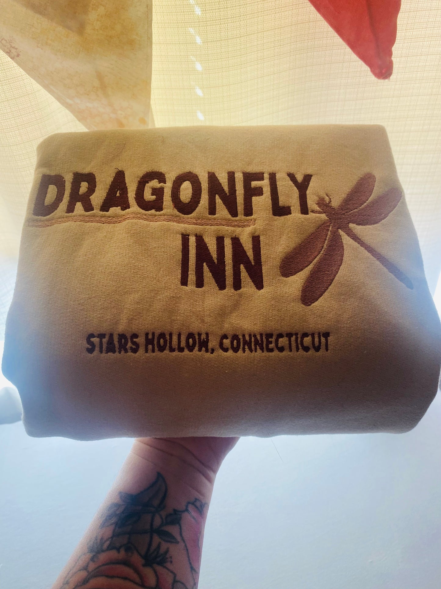 Dragon Fly Inn Embroidered Crewneck