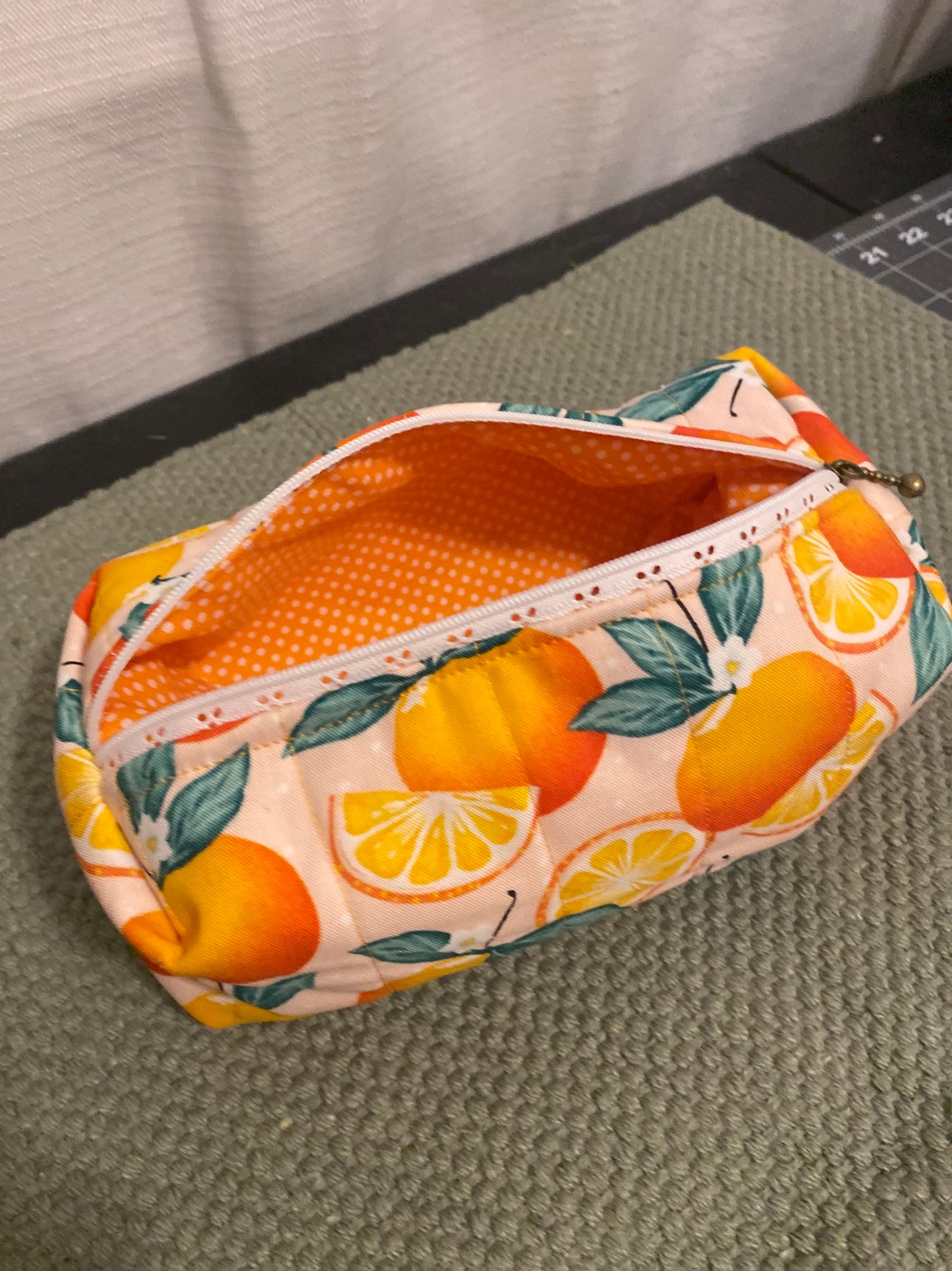 Summer Orange Quilted Pouch-Large