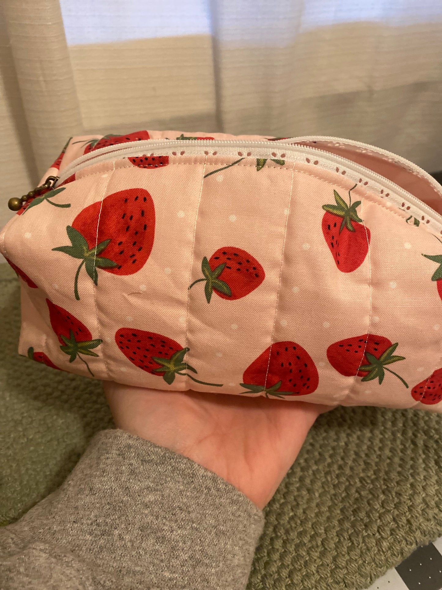 Strawberry Quilted Pouch-Large
