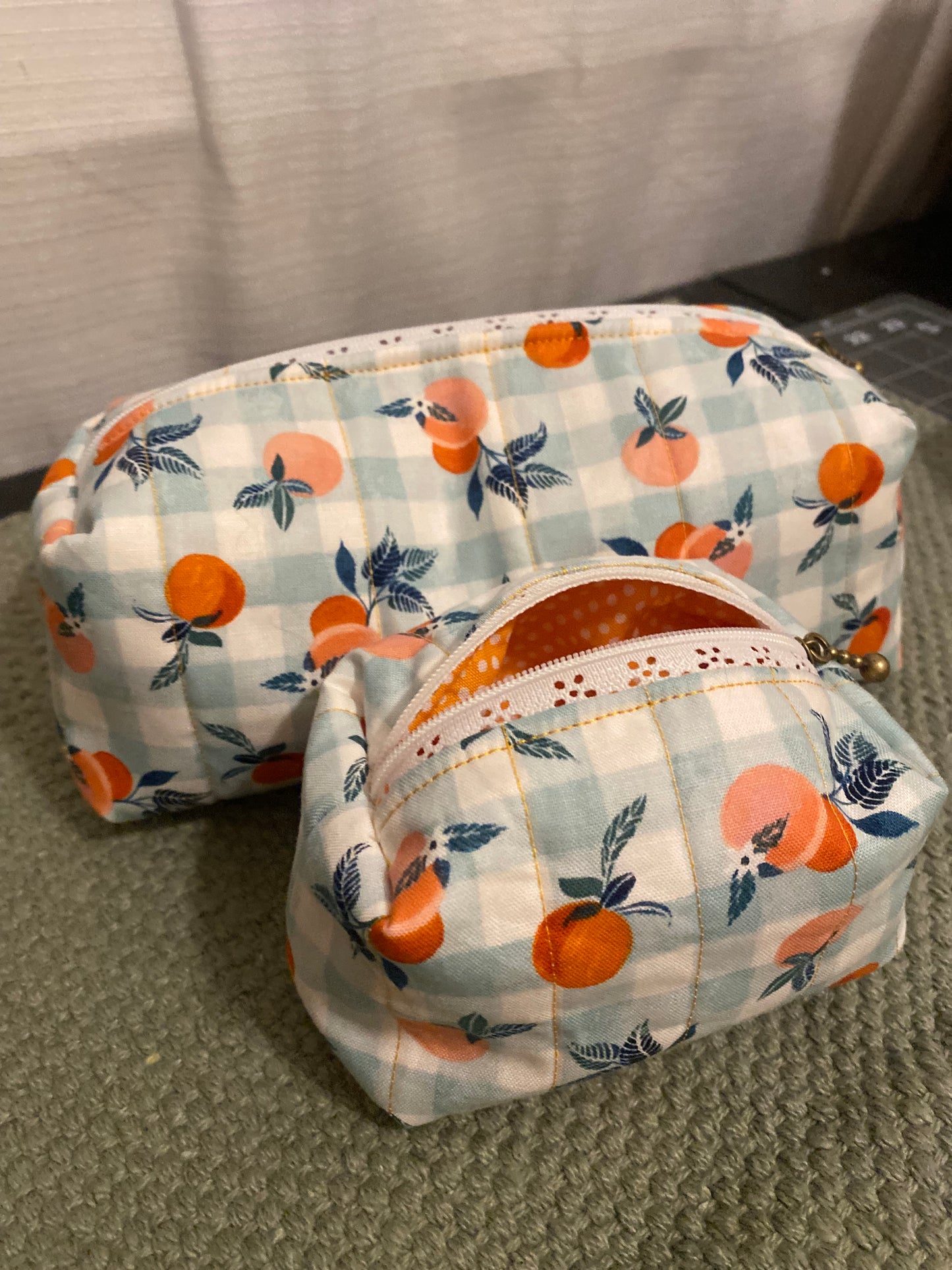 Just Peachy Quilted Pouch-Small