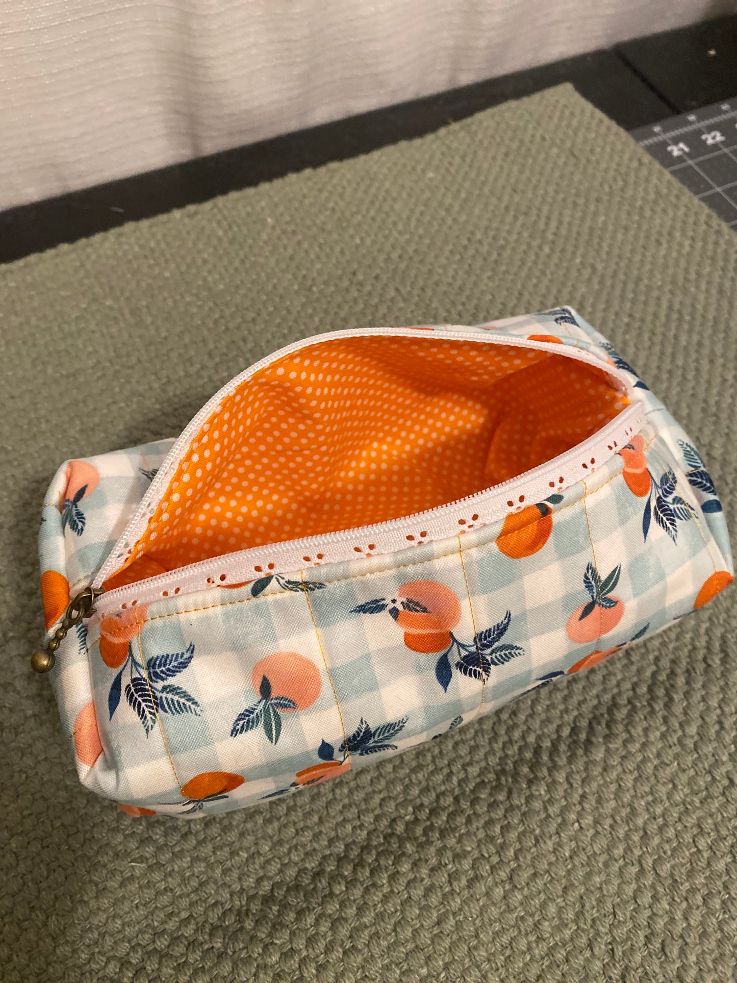 Just Peachy Quilted Pouch-Large