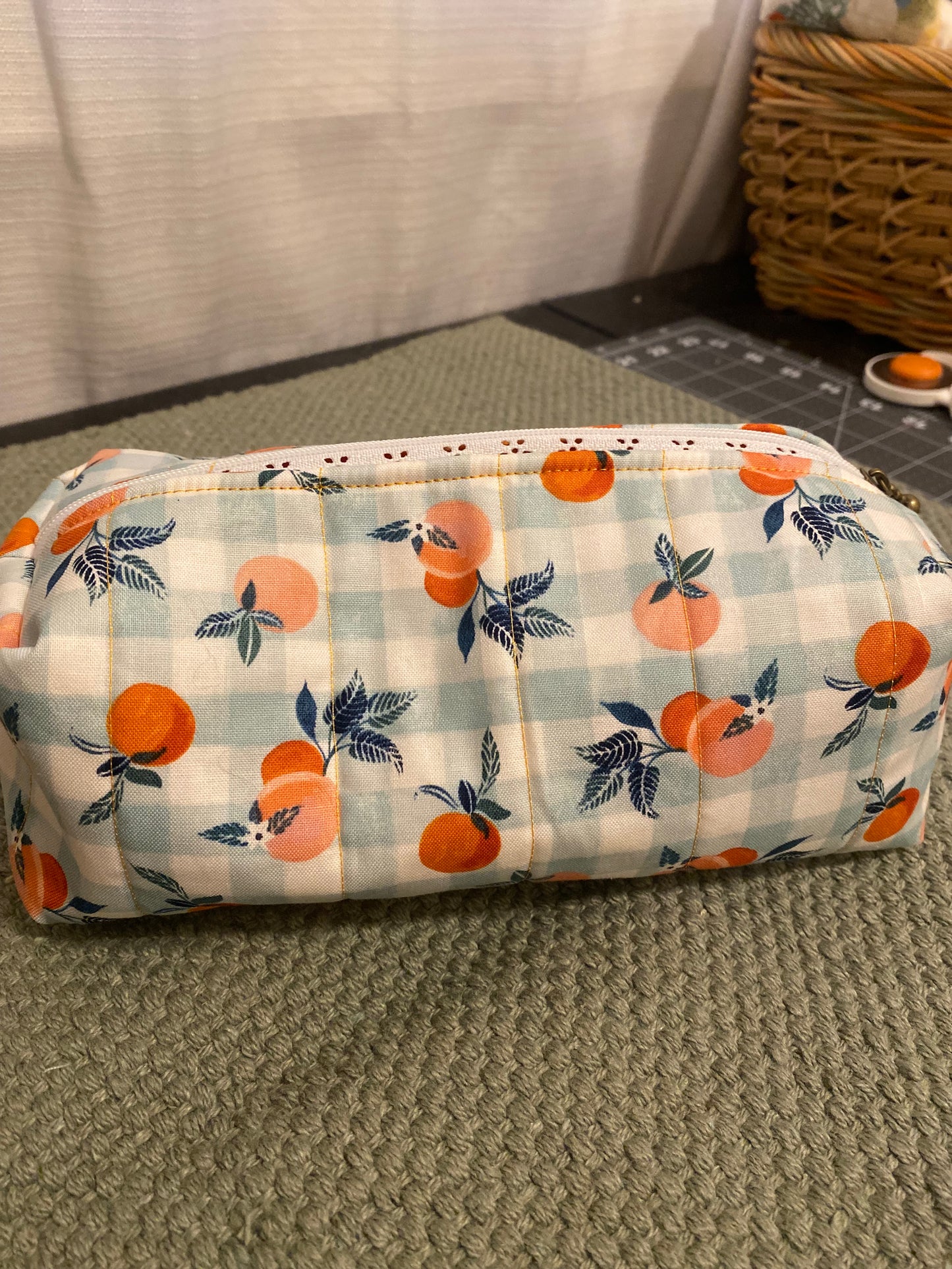 Just Peachy Quilted Pouch-Large
