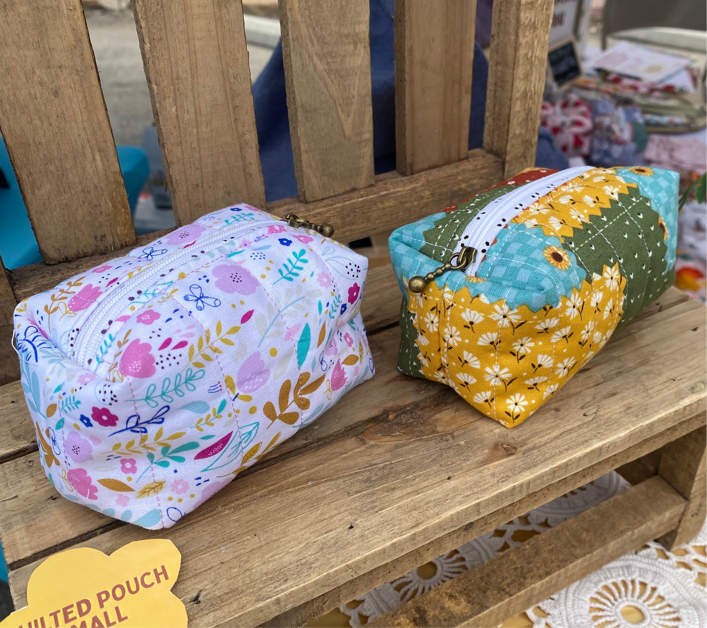 Pastel Floral Quilted Pouch-Small