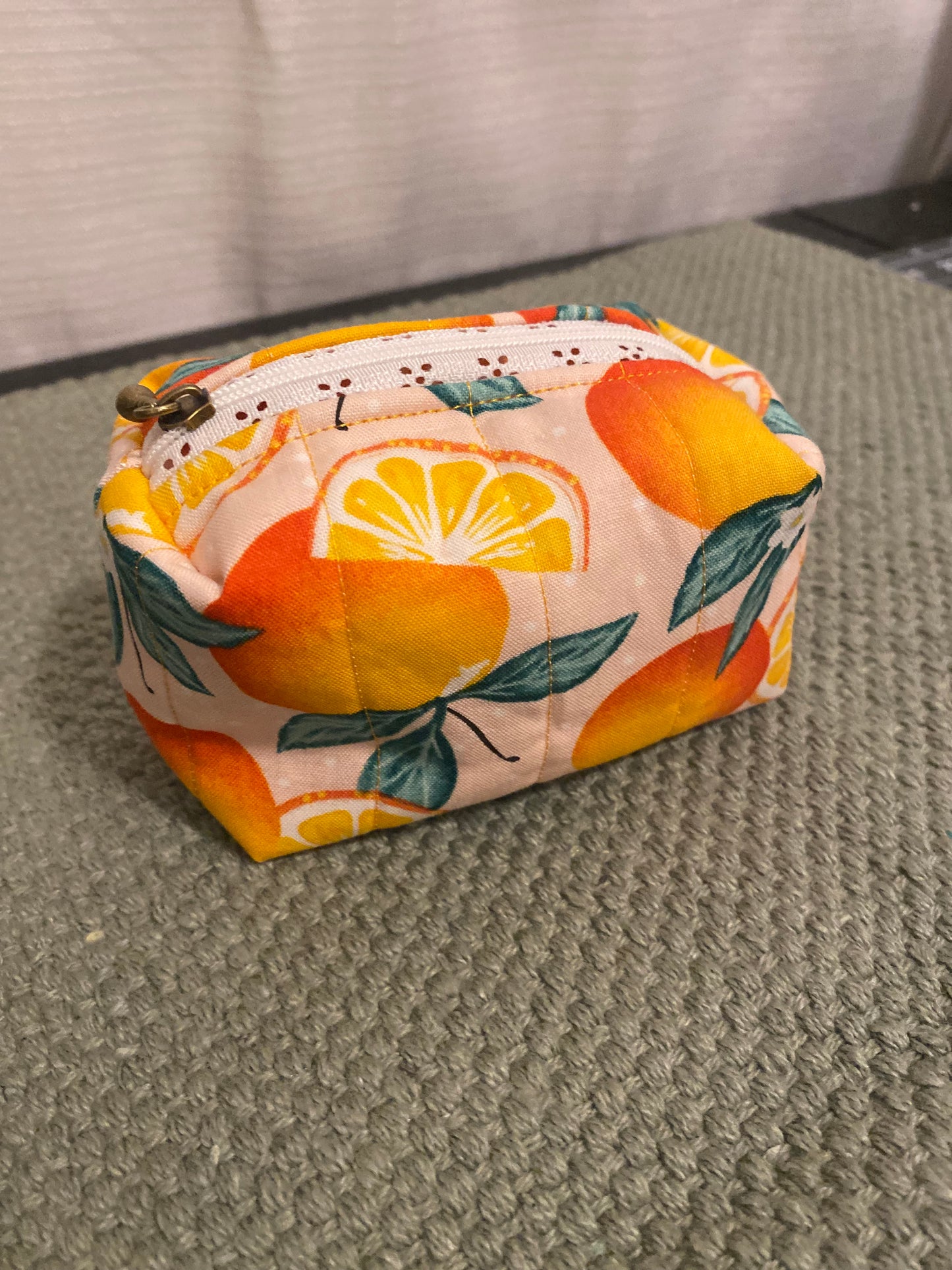 Summer Orange Quilted Pouch-Small