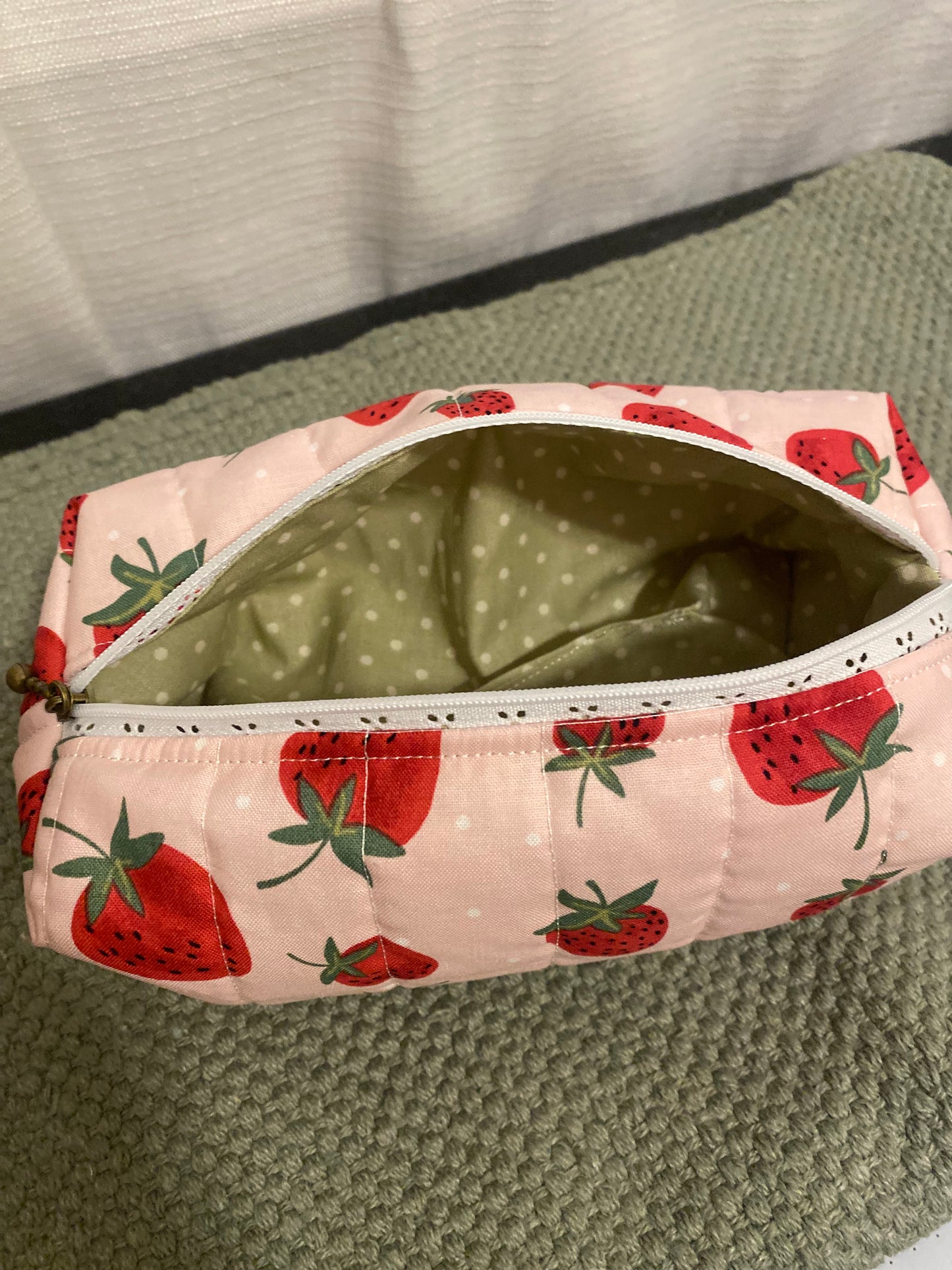 Strawberry Quilted Pouch-Large