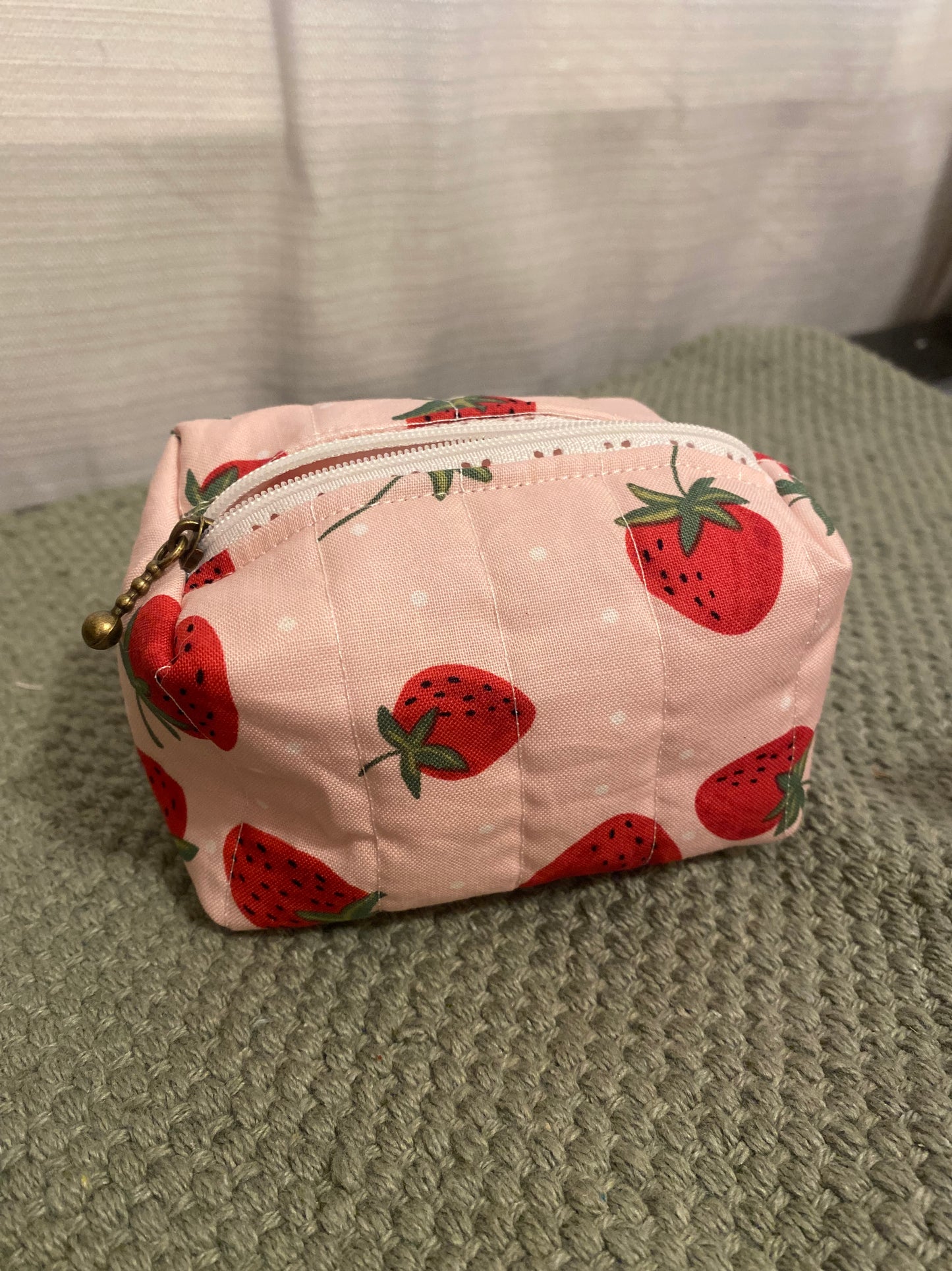 Strawberry Quilted Pouch-Small
