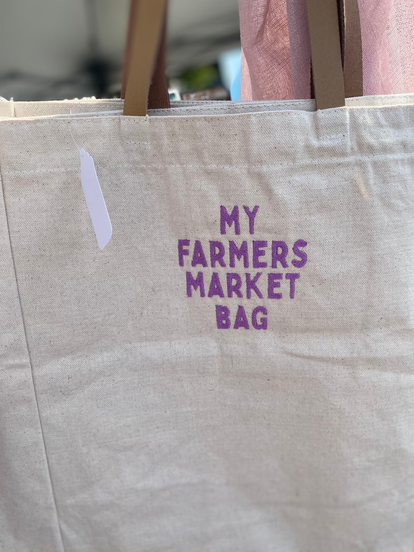Farmer's Market Embroidered Tote Bag
