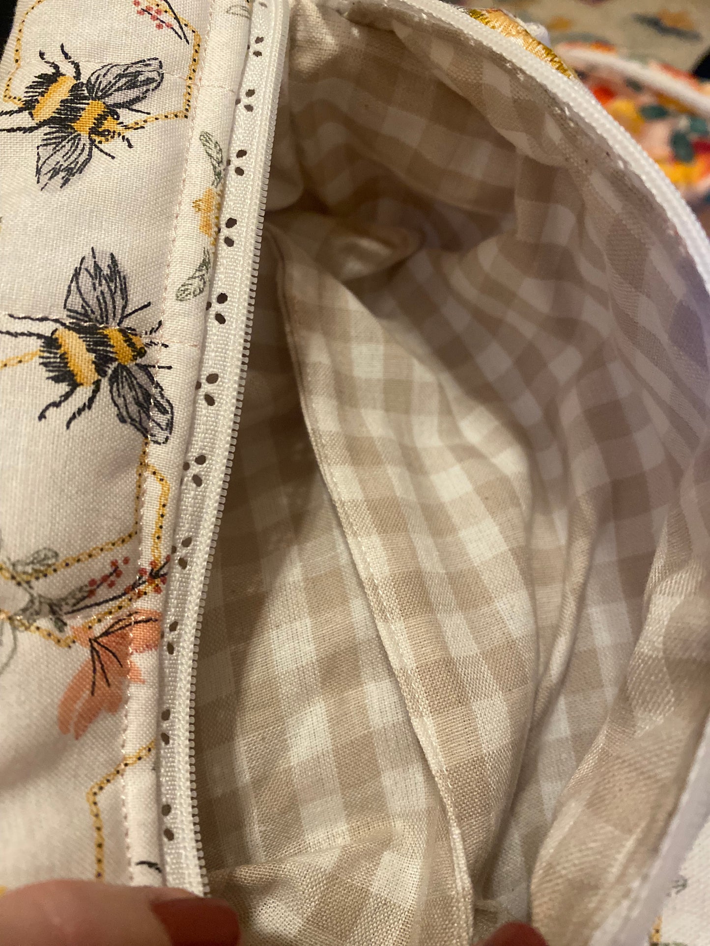 Groovy Bees Quilted Pouch- Large