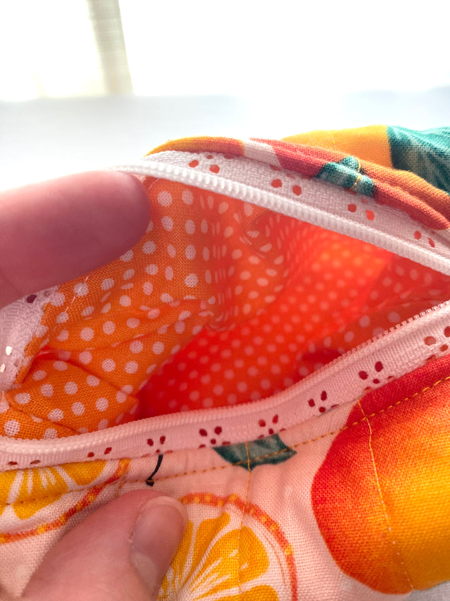 Summer Orange Quilted Pouch-Small