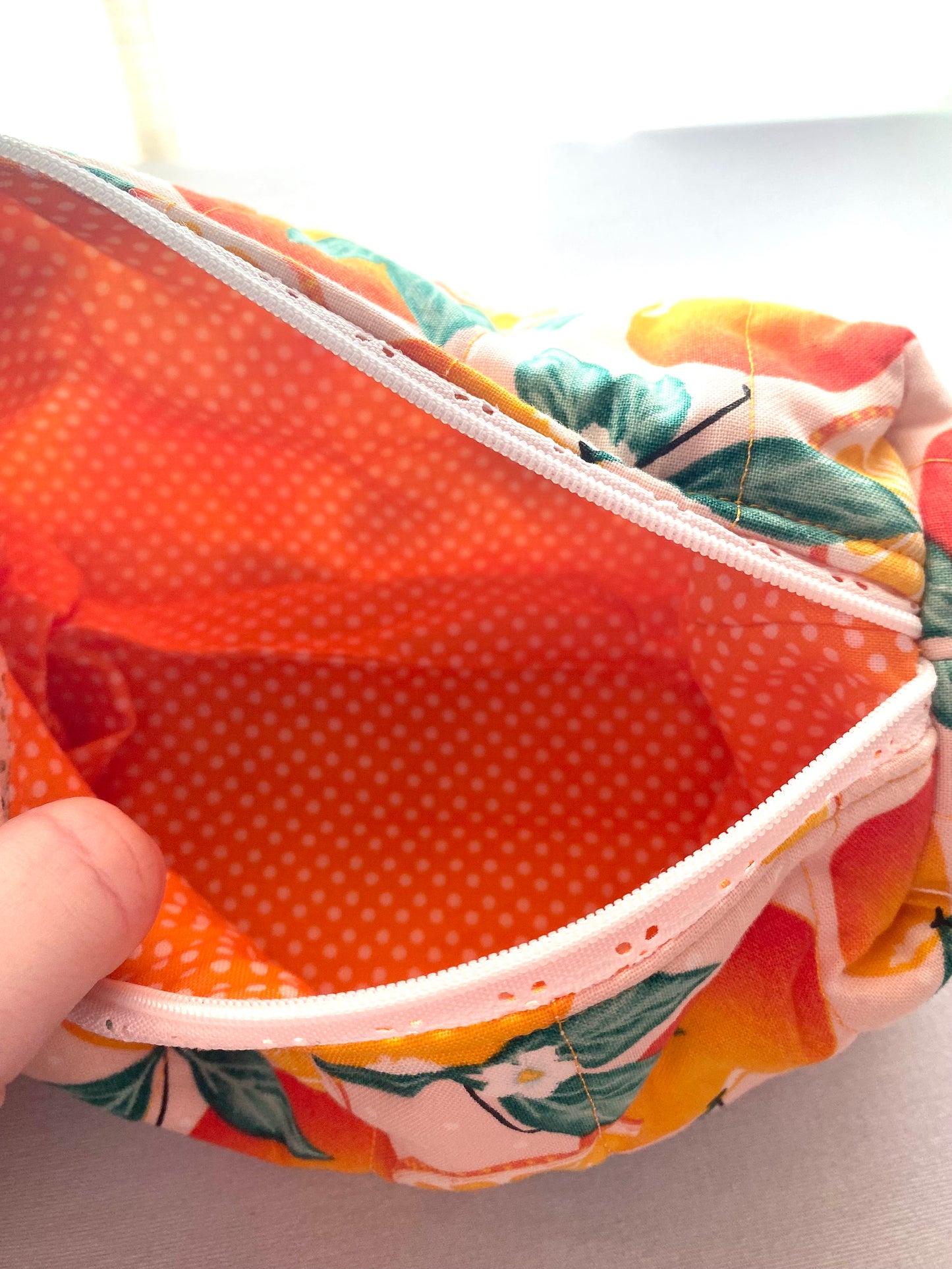 Summer Orange Quilted Pouch-Large