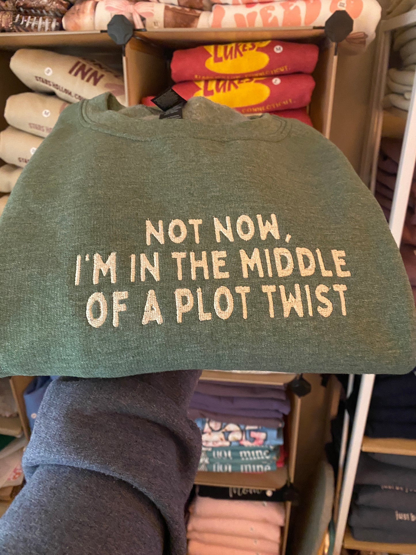 I'm in a Plot Twist Embroidered Crewneck