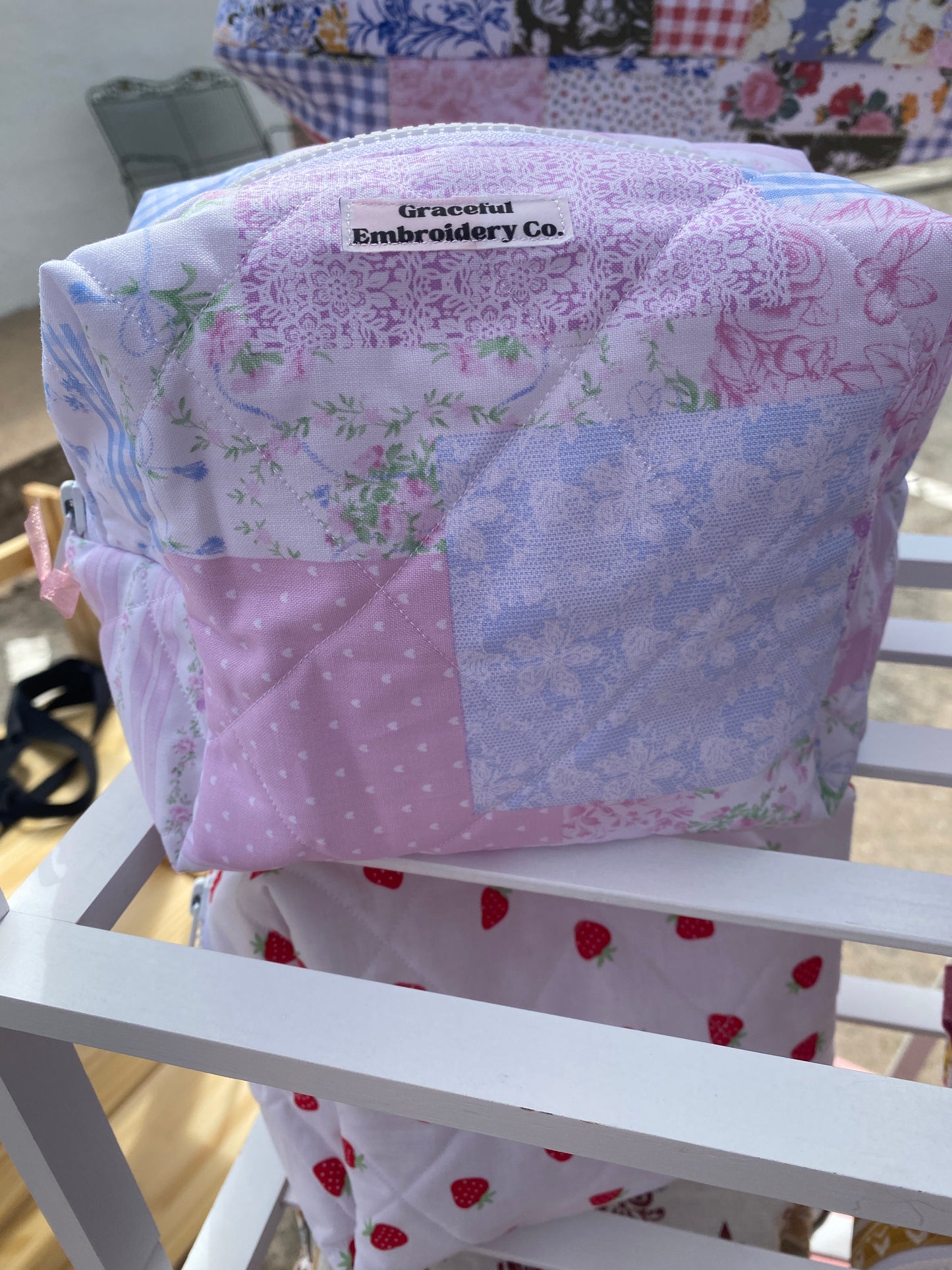 Pink Patchwork Cozy Quilted Pouch