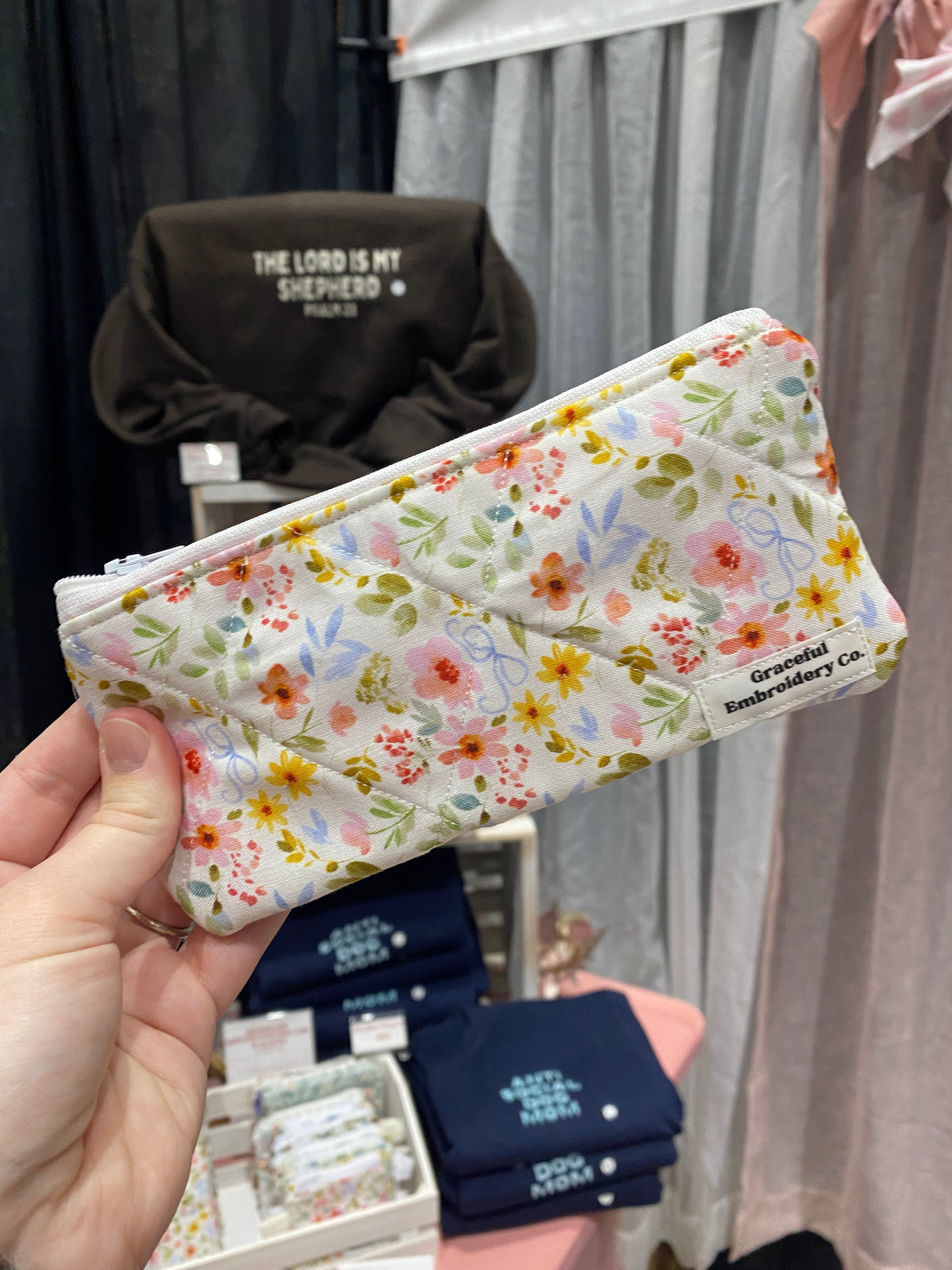 Pink Meadows Pencil Pouch