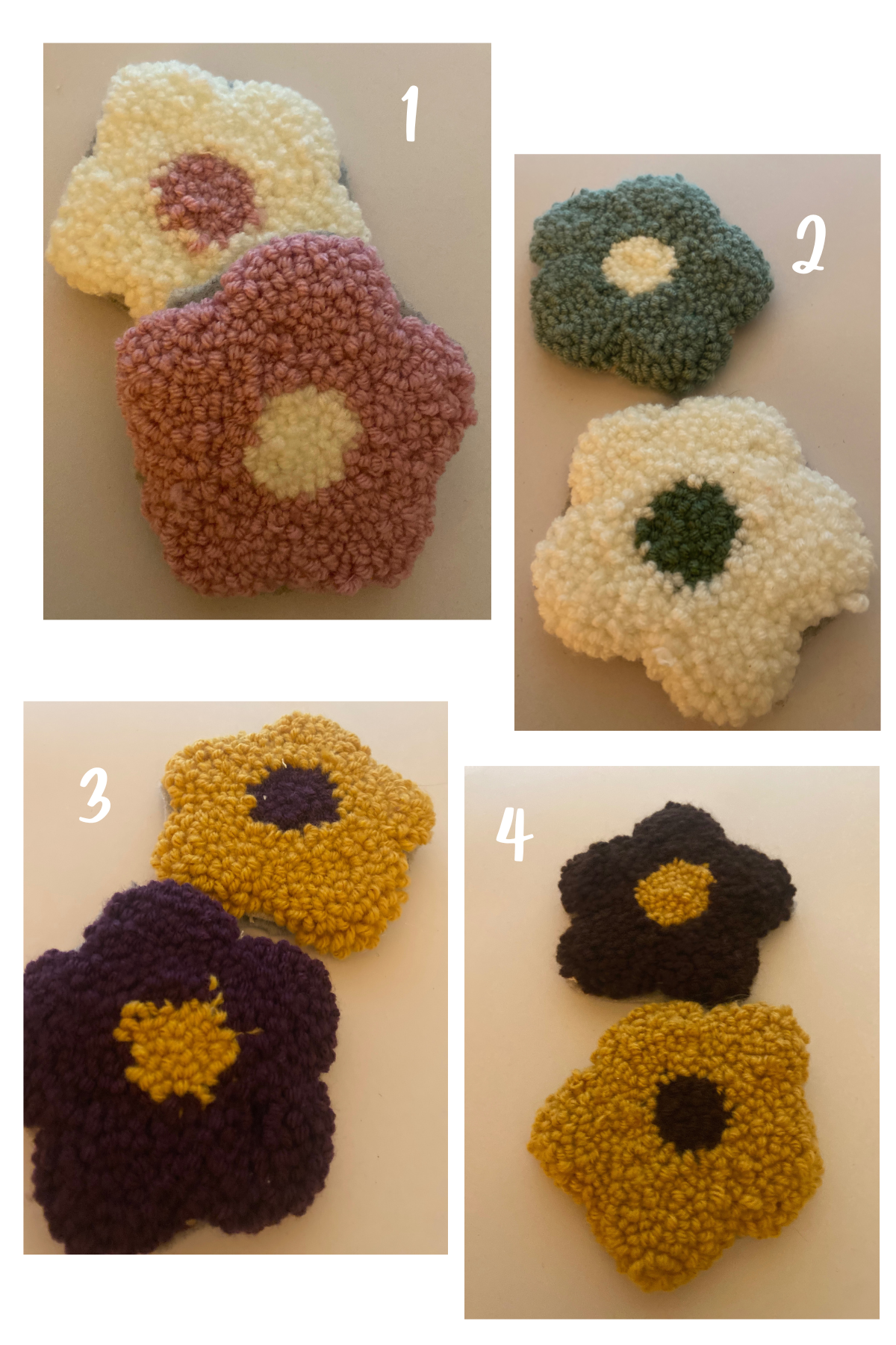 Flower Punch Needle Coasters