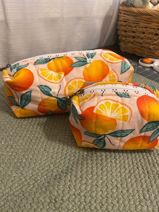 Summer Orange Quilted Pouch-Small