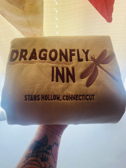 Dragon Fly Inn Embroidered Crewneck