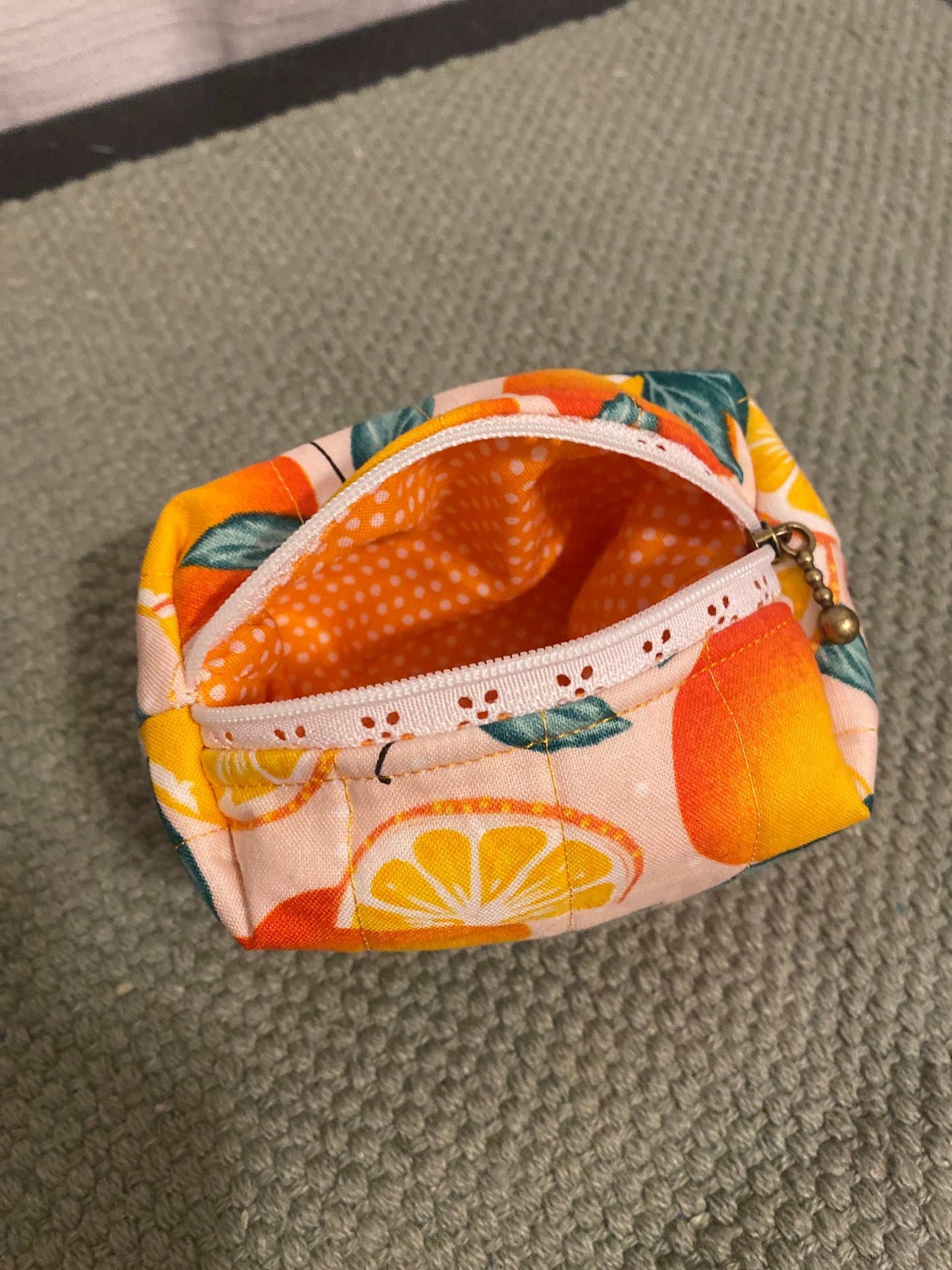 Summer Orange Quilted Pouch-Small