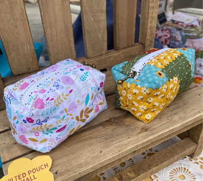 Pastel Floral Quilted Pouch-Small