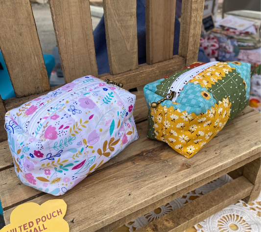 Pastel Floral Quilted Pouch-Small