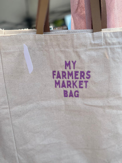 Farmer's Market Embroidered Tote Bag
