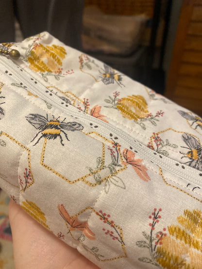 Groovy Bees Quilted Pouch- Large
