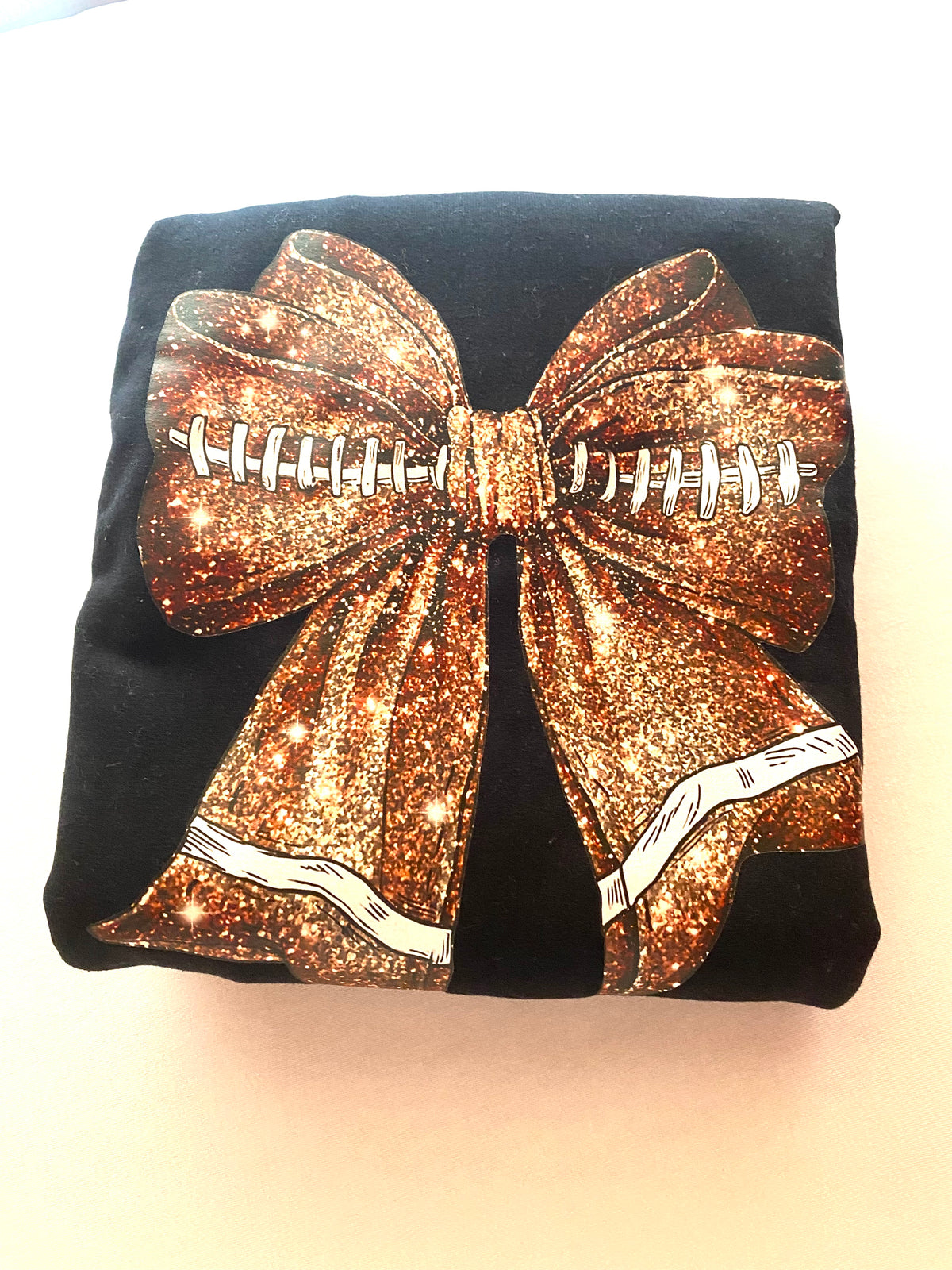 Glitter Football Bow Graphic Crewneck