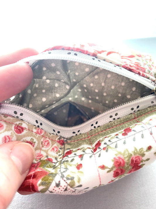 Garden Rose Quilted Pouch-Large