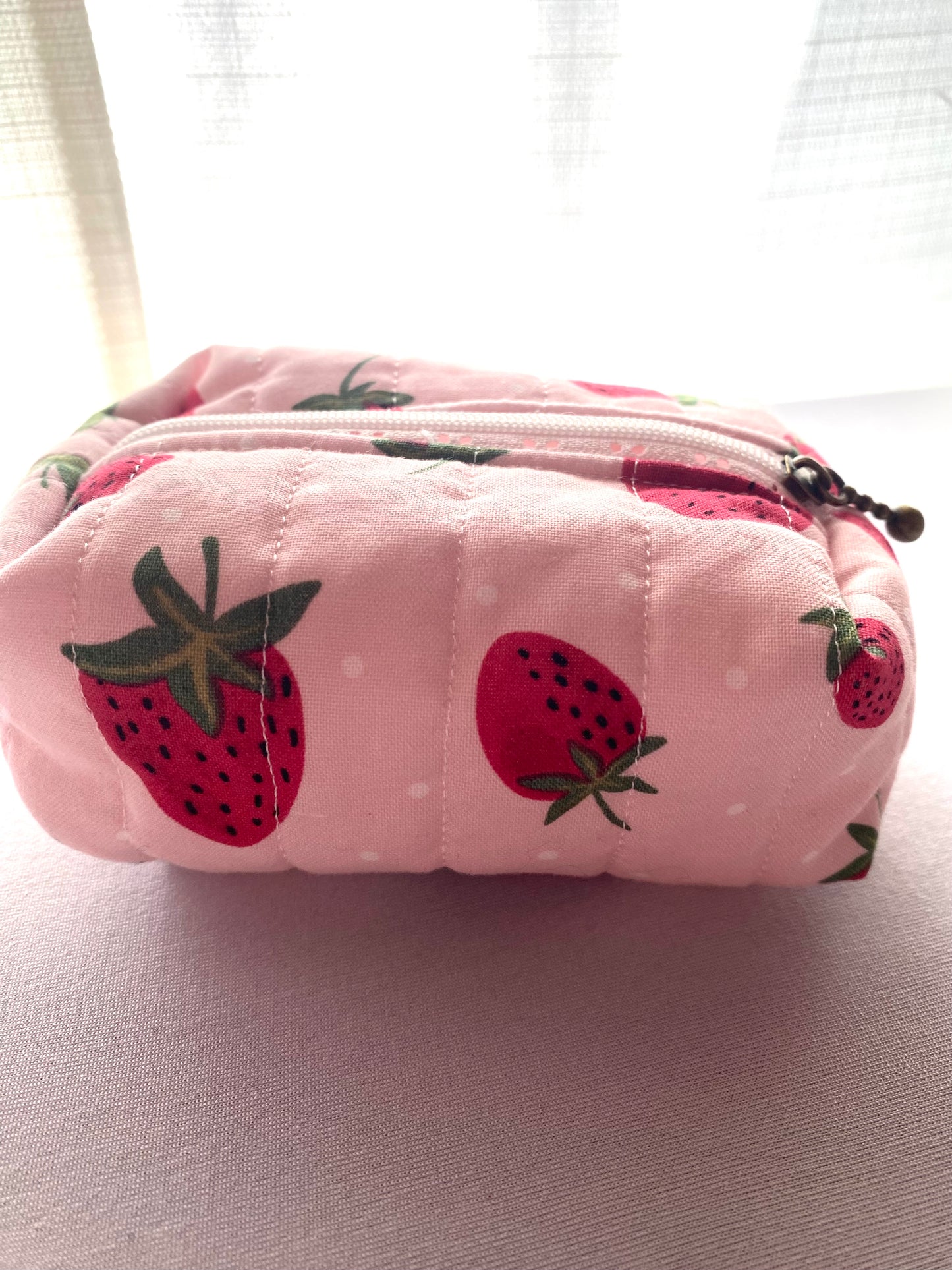Strawberry Quilted Pouch-Small