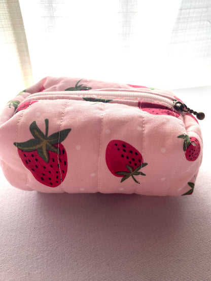 Strawberry Quilted Pouch-Small