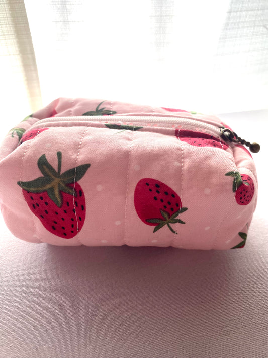 Strawberry Quilted Pouch-Small