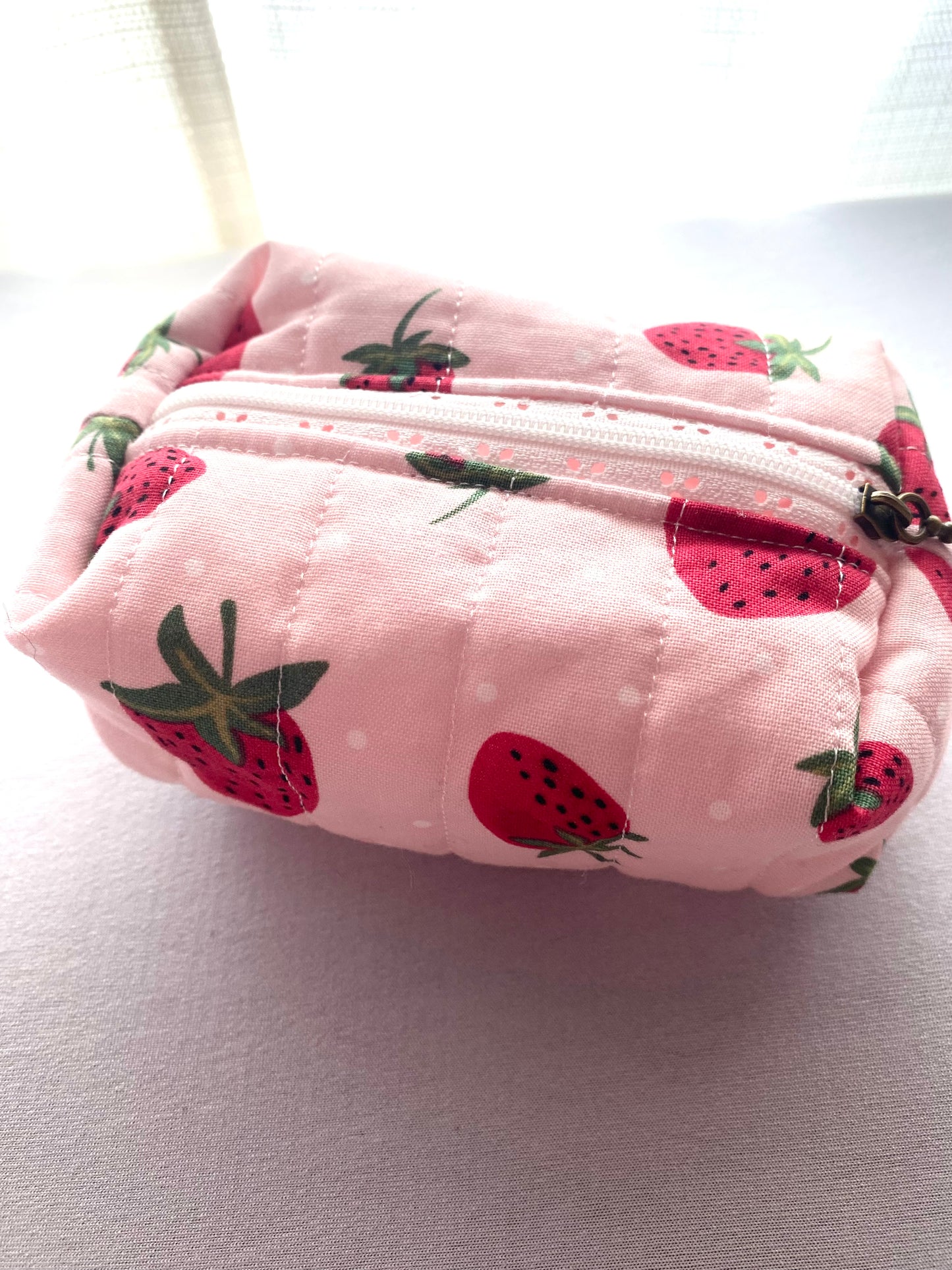 Strawberry Quilted Pouch-Small