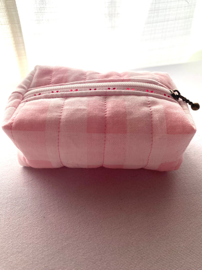 Pink Gingham Quilted Pouch