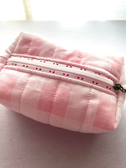 Pink Gingham Quilted Pouch