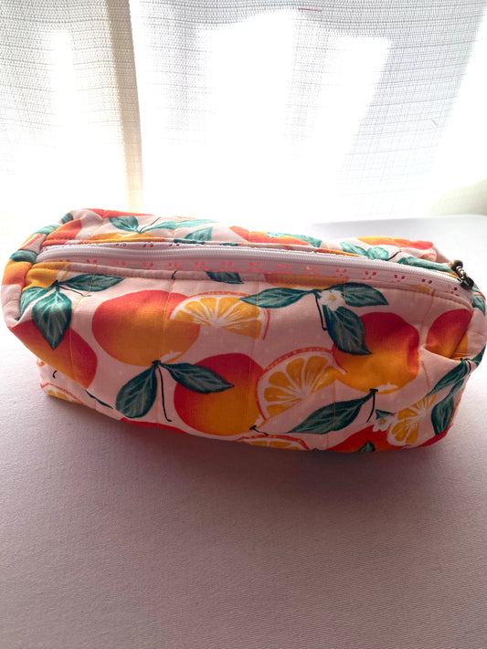 Summer Orange Quilted Pouch-Large