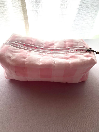 Pink Gingham Quilted Pouch