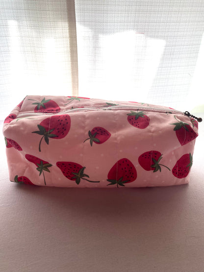 Strawberry Quilted Pouch-Large