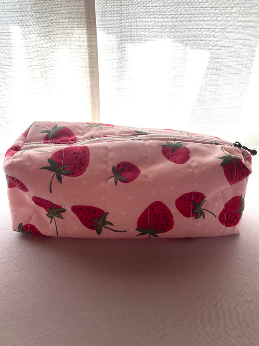 Strawberry Quilted Pouch-Large