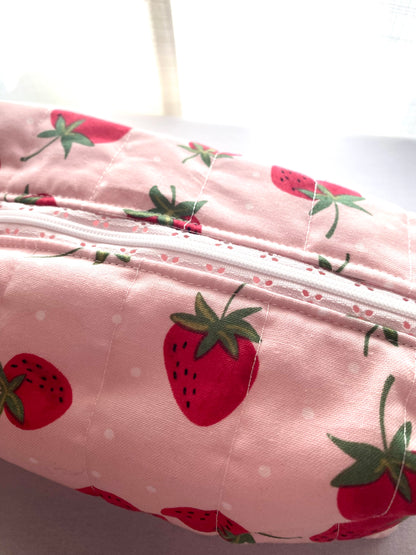 Strawberry Quilted Pouch-Large