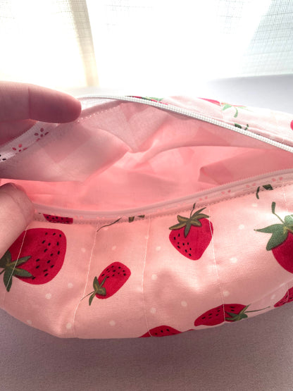 Strawberry Quilted Pouch-Large