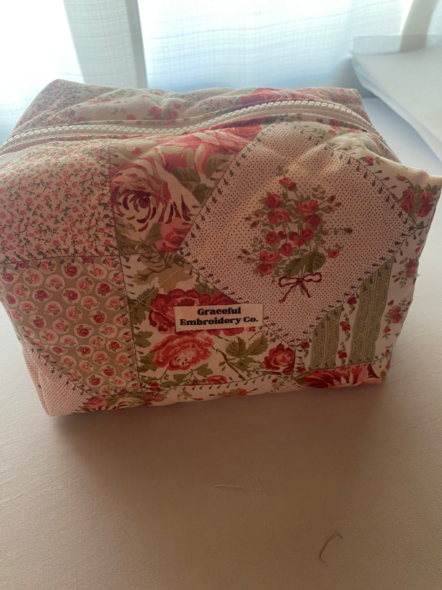 Garden Rose Quilted Pouch