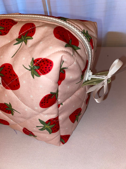 Strawberry Patch Quilted Pouch