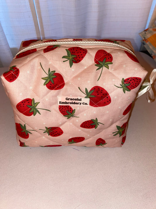 Strawberry Patch Quilted Pouch