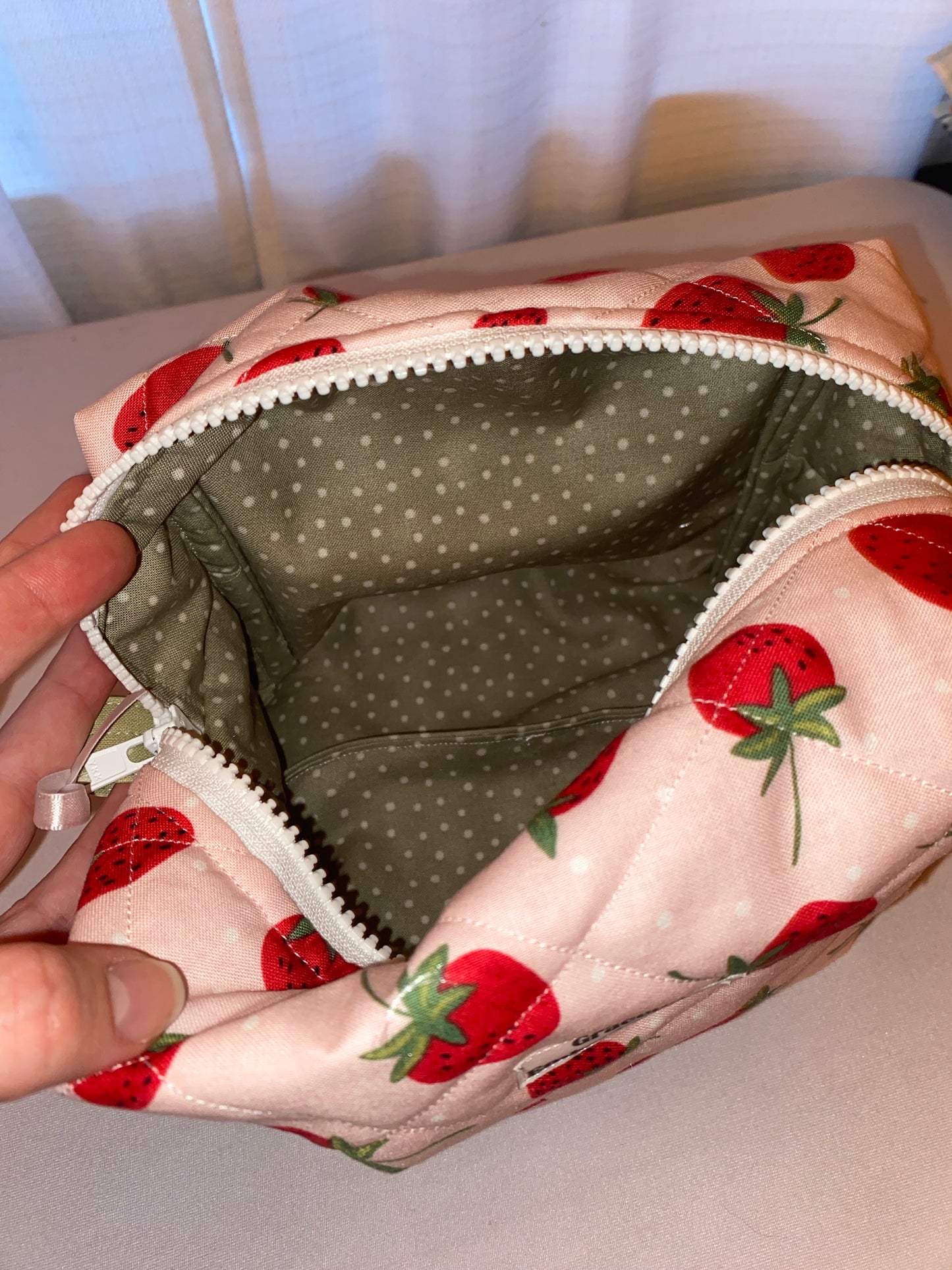 Strawberry Patch Quilted Pouch