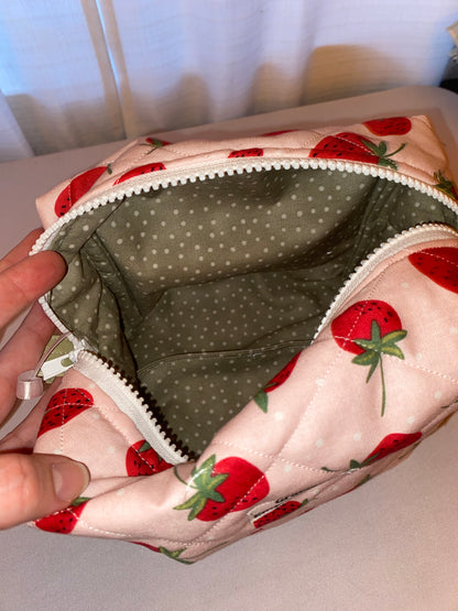 Strawberry Patch Quilted Pouch
