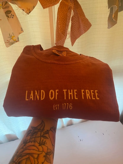 Land of the Free Embroidered T-Shirt