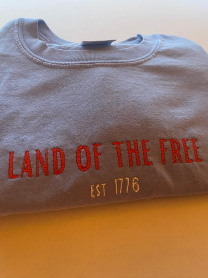 Land of the Free Embroidered T-Shirt